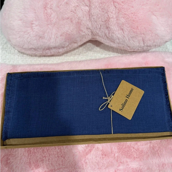 Solino Home 100% Pure Linen Vintage Blue Table Runner 14 x 90 Inch - Picture 5 of 5